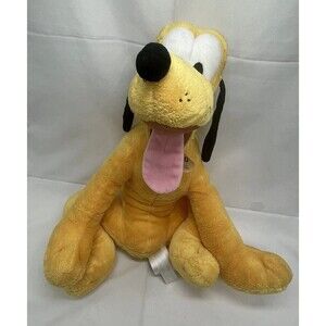 Disney Parks 16" Pluto Plush Return to Mickey Mouse dog tag Stuffed Animal Toy